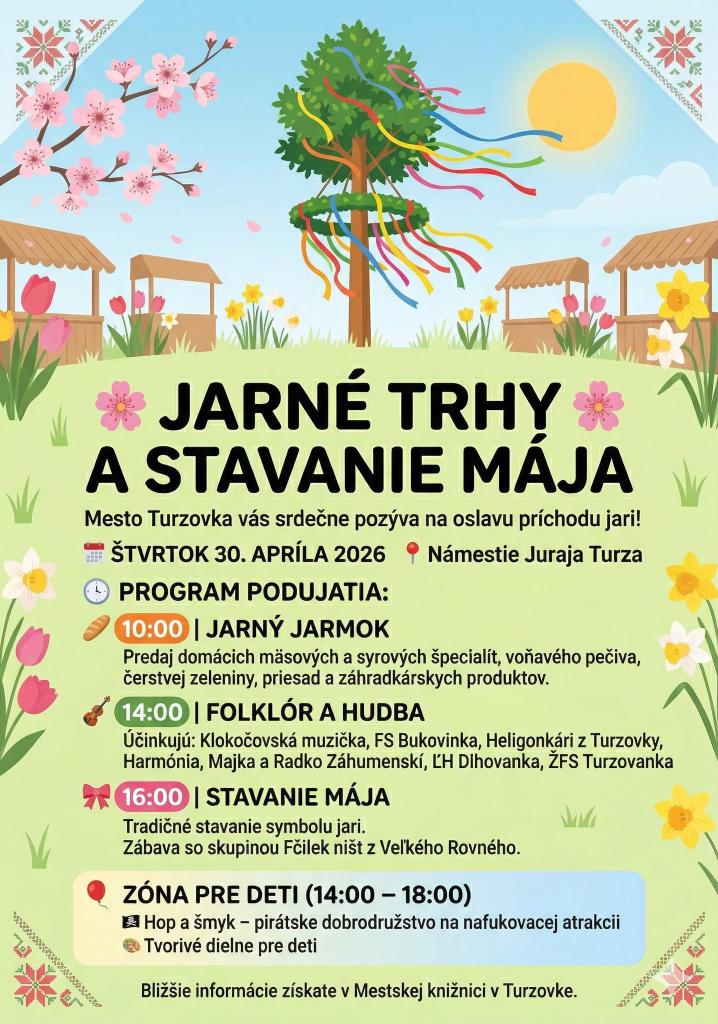 Plagát na podujatie JARNÉ TRHY A STAVANIE MÁJA