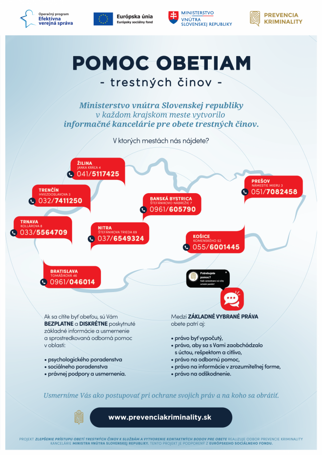 Obete trestných činov mapa