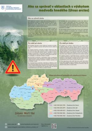 Plagát mapa pôsobnosti výskytu medveďa hnedého
